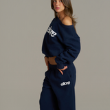Boxy Adjustable Off-Shoulder Crewneck - New Navy