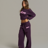 Boxy Adjustable Off-Shoulder Crewneck - Plum