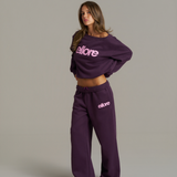 Boxy Adjustable Off-Shoulder Crewneck - Plum