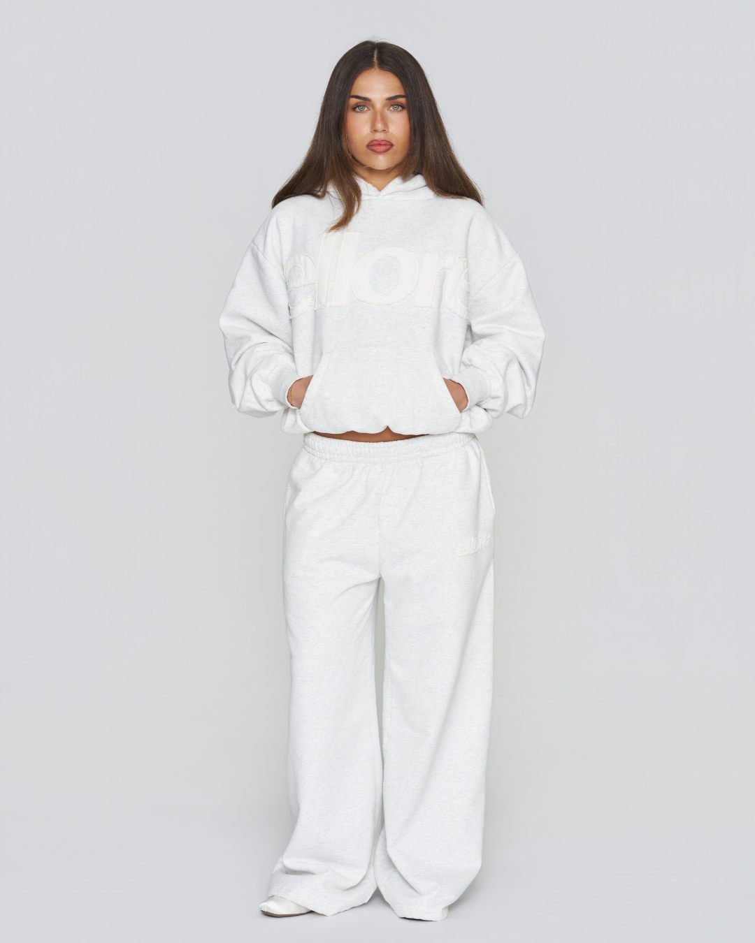 Heavyweight Adjustable Hoodie - White Marle
