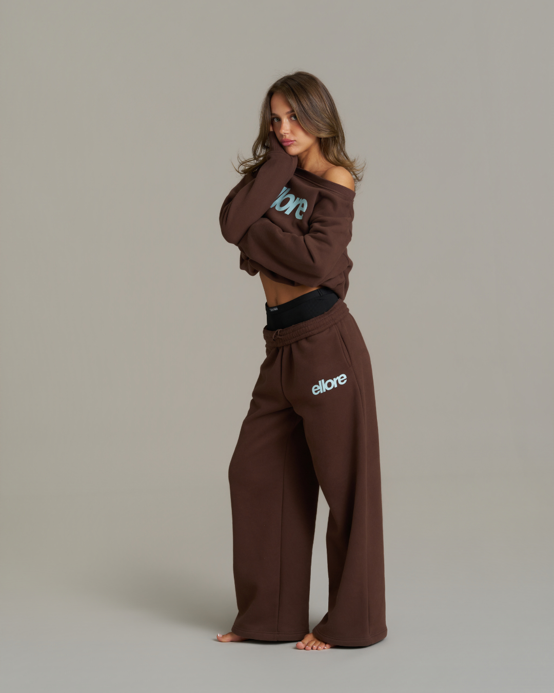 Wide Leg Sweatpants - Chocolate