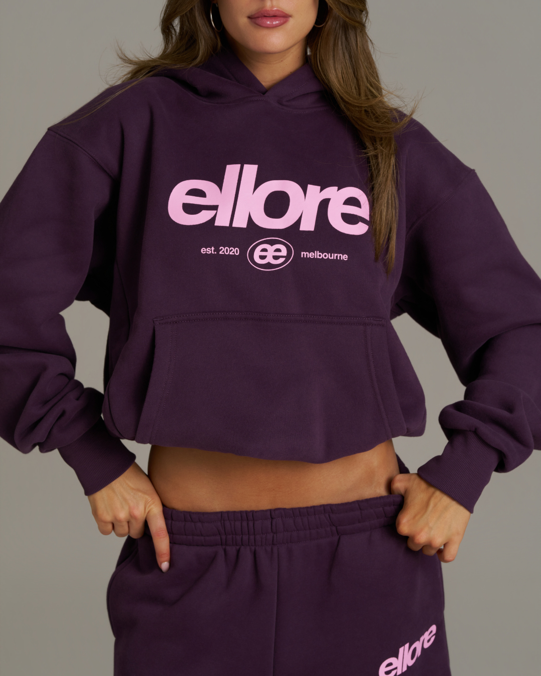 Boxy Adjustable Hoodie - Plum