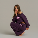 Boxy Adjustable Off-Shoulder Crewneck - Plum