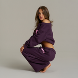 Boxy Adjustable Off-Shoulder Crewneck - Plum