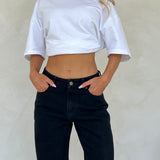 Black Mid Rise Wide Leg Jean