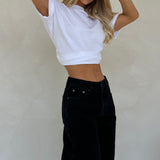 Black Mid Rise Wide Leg Jean