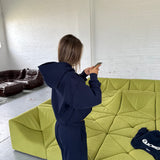Wide Leg Sweatpants - New Navy
