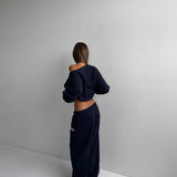 Wide Leg Sweatpants - New Navy