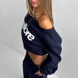 Wide Leg Sweatpants - New Navy